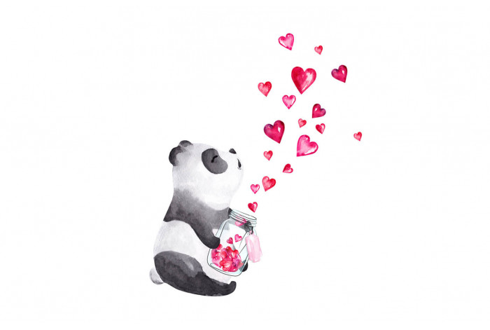 Картина Панда с сердечками
